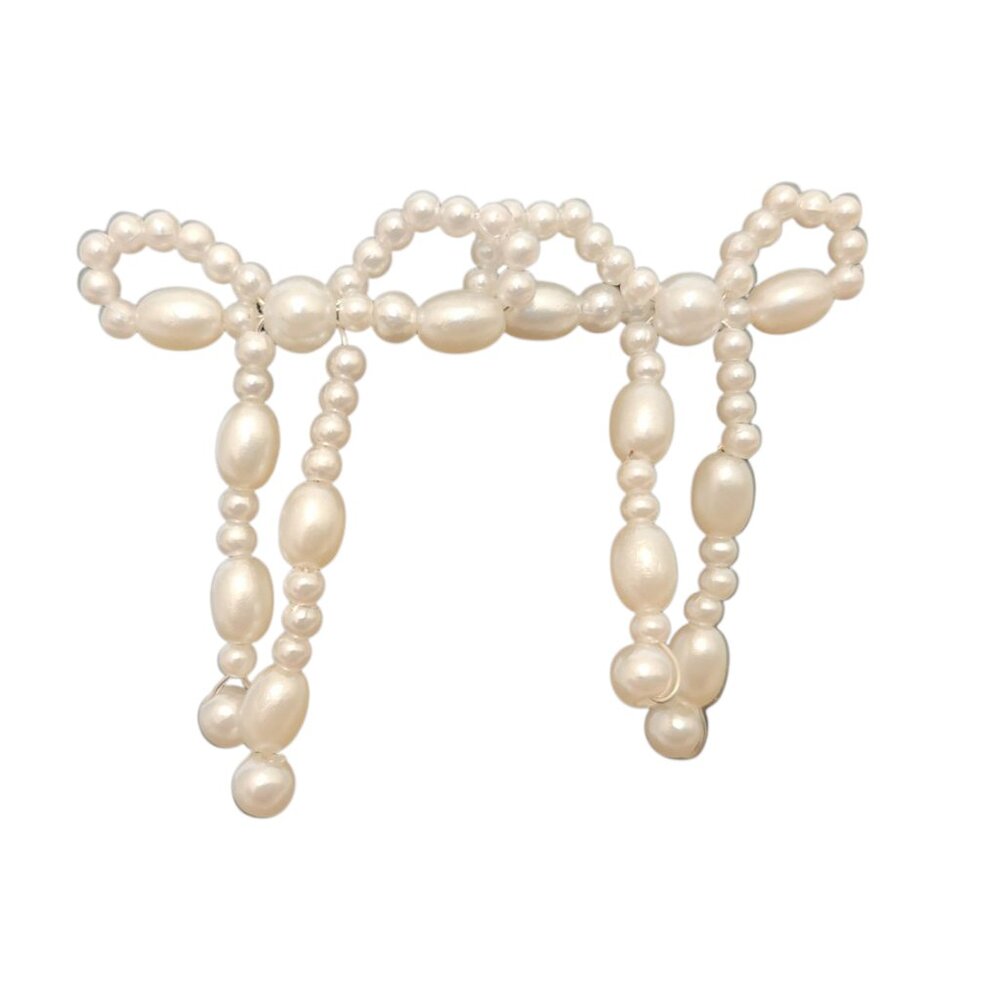 White pearl bow knot earrings